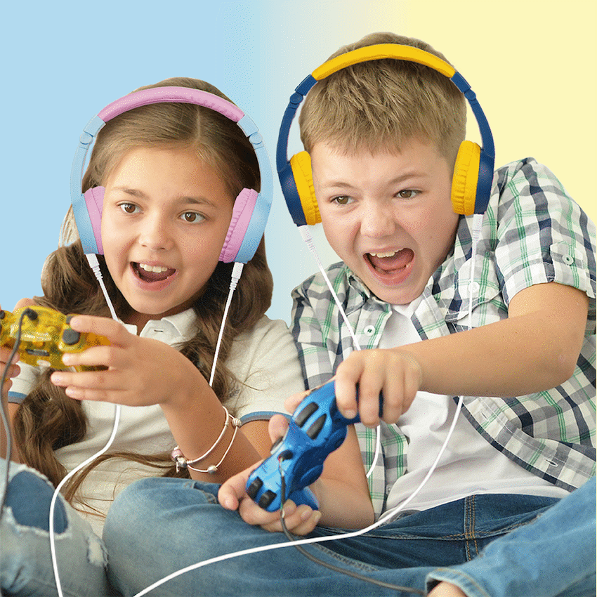 Volkano Sidekick Series Wired Kiddies Headphones with Share Port - Yellow/Blue - Image 55