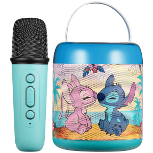 Disney Stitch Cylinder Karaoke Speaker with Bluetooth Microphone
