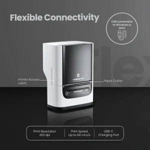 Volkano LabelPro Duo Series Thermal Dual Size Label Printer - Black and White