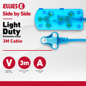 Ellies Side by Side Light Duty Extension Lead-3M - BL