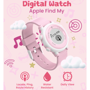 Volkano Kids Digital Watch with Apple Find My - 3ATM Waterproof (Anti-Lost) - Pink
