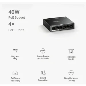 TP-Link Mercusys MS106LP 6-Port 10/100Mbps Desktop Switch with 4-Port PoE+