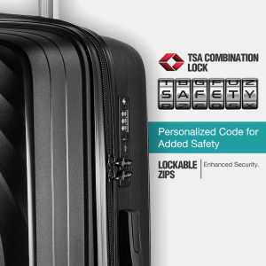 Travelwize Ripple PP 4-Wheel Spinner 65cm Luggage - Black
