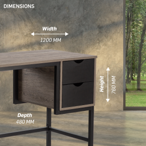 Everfurn Rampart Office Desk with Two Drawers, Powder-Coated Steel, Adjustable Feet