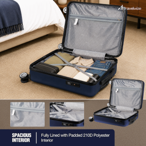 Travelwize Maple ABS 4-Wheels Spinner 4Pc Luggage Set Navy