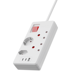 Ellies High Surge 4 Way Multi-plug PD20W Dual USB-C + USB - 0.5M - WT